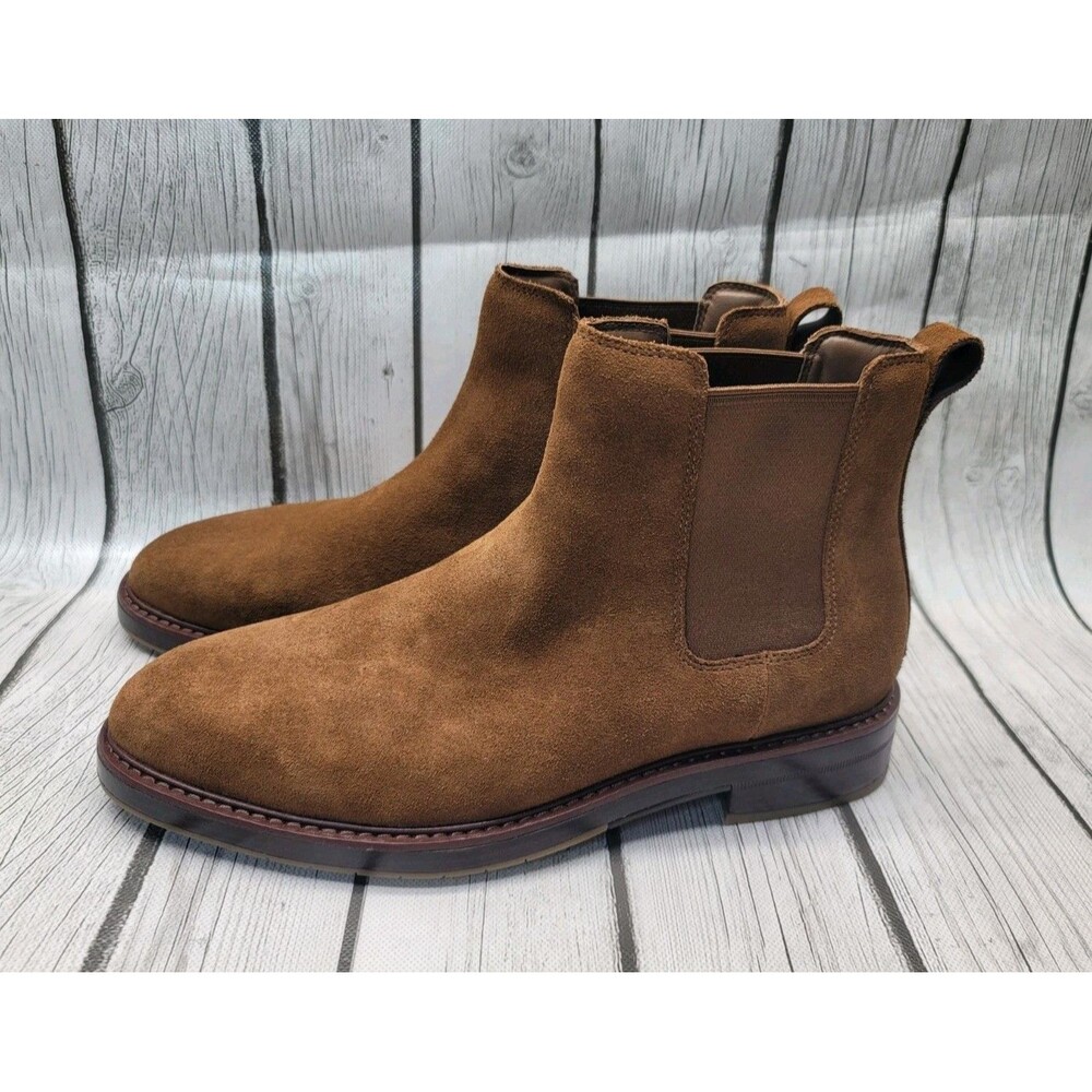 Cole Haan Judson Grand Mens 9M Chelsea Boots in Spiced Suede Raven Brown Leather